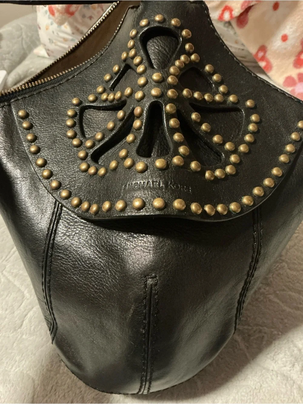 Michael Kors Black Leather Studded Shoulder Bag